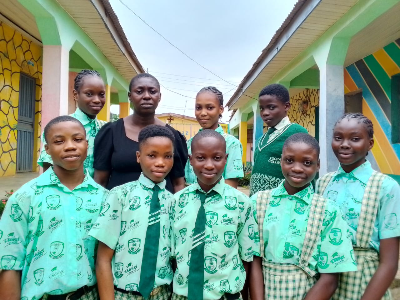 Students in modern classroom with technology